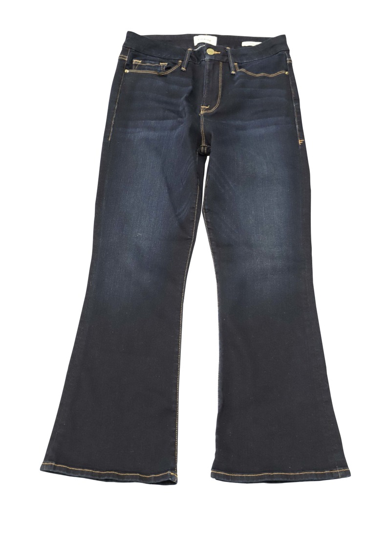 Frame Le Crop Mini Boot Jeans in Blue Cotton Denim