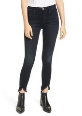 FRAME Le High Double Triangle High Waist Shark Bite Hem Skinny Jeans in Keen at Nordstrom