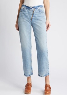 FRAME Le Jane Angled Zip Crop Relaxed Straight Leg Jeans