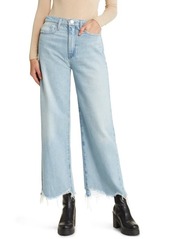 FRAME Le Jane Wide Leg Frayed Crop Jeans