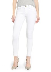 FRAME Le Skinny de Jeanne Raw Stagger Hem Jeans in Blanc at Nordstrom