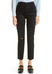 FRAME Le Sylvie High Waist Distressed Ankle Jeans (Blackfish Rips)