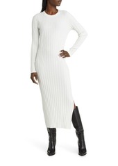 FRAME Long Sleeve Rib Maxi Sweater Dress in Off White at Nordstrom