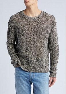FRAME Marled Linen Blend Crewneck Sweater