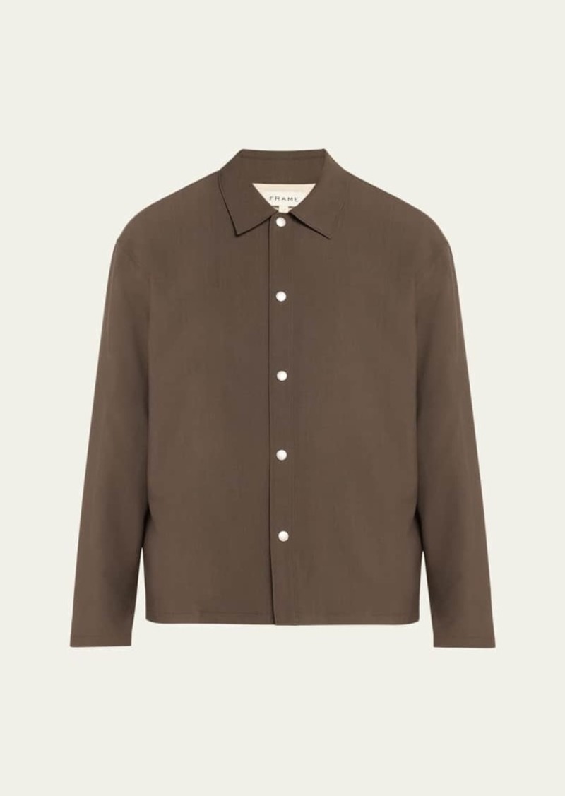 FRAME Men's Snap-Front Wool Overshirt