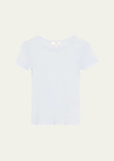 FRAME Mesh-Lace Crewneck Baby Tee