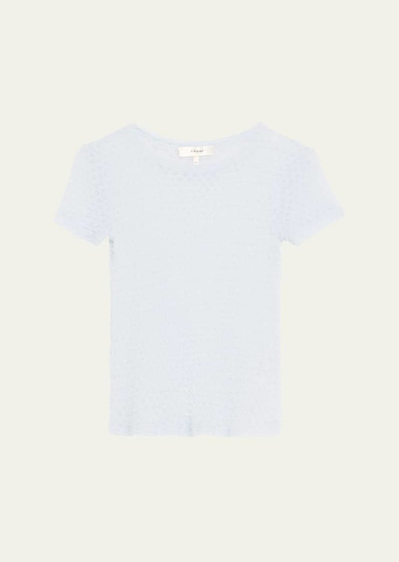 FRAME Mesh-Lace Crewneck Baby Tee