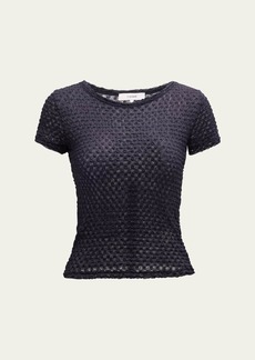 FRAME Mesh-Lace Crewneck Baby Tee