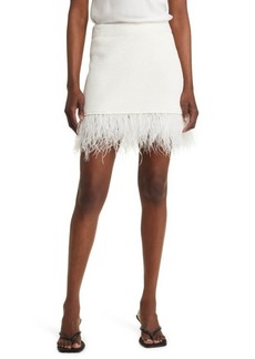 FRAME Ostrich Feather Trim Knit Skirt