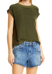 FRAME Oversize Silk T-Shirt in Fatigue at Nordstrom