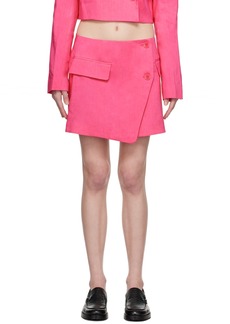 FRAME Pink Button Miniskirt