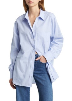 FRAME Pinstripe Oversize Cotton Button-Up Shirt