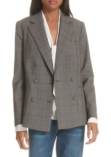 FRAME Plaid Double Breasted Wool Blazer