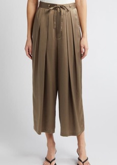 FRAME Pleated Silk Ankle wide Leg Pants