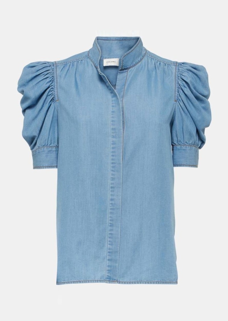 Frame Puff-sleeve denim blouse