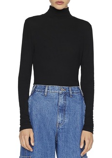 Frame Ribbed Mock Neck Top