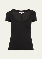 FRAME Ribbed Scoop-Neck Baby Tee