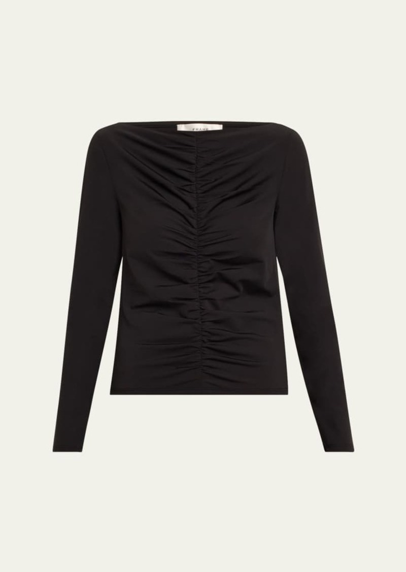 FRAME Ruched Long-Sleeve Top