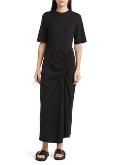 FRAME Ruched Organic Cotton Maxi Dress
