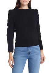 FRAME Ruched Sleeve Cashmere Sweater in Noir at Nordstrom