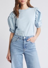 FRAME Ruched Sleeve Organic Cotton T-Shirt