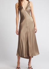 FRAME Savannah Silk Satin Midi Dress