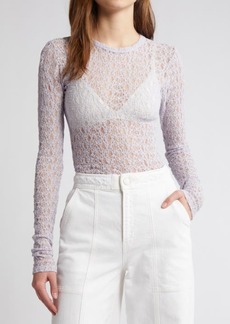 FRAME Sheer Stretch Lace Top