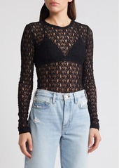 FRAME Sheer Stretch Lace Top