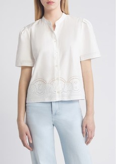 FRAME Shell Embroidered Poplin Button-Up Shirt