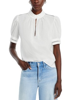 Frame Short Sleeve Ruffled Collar Top