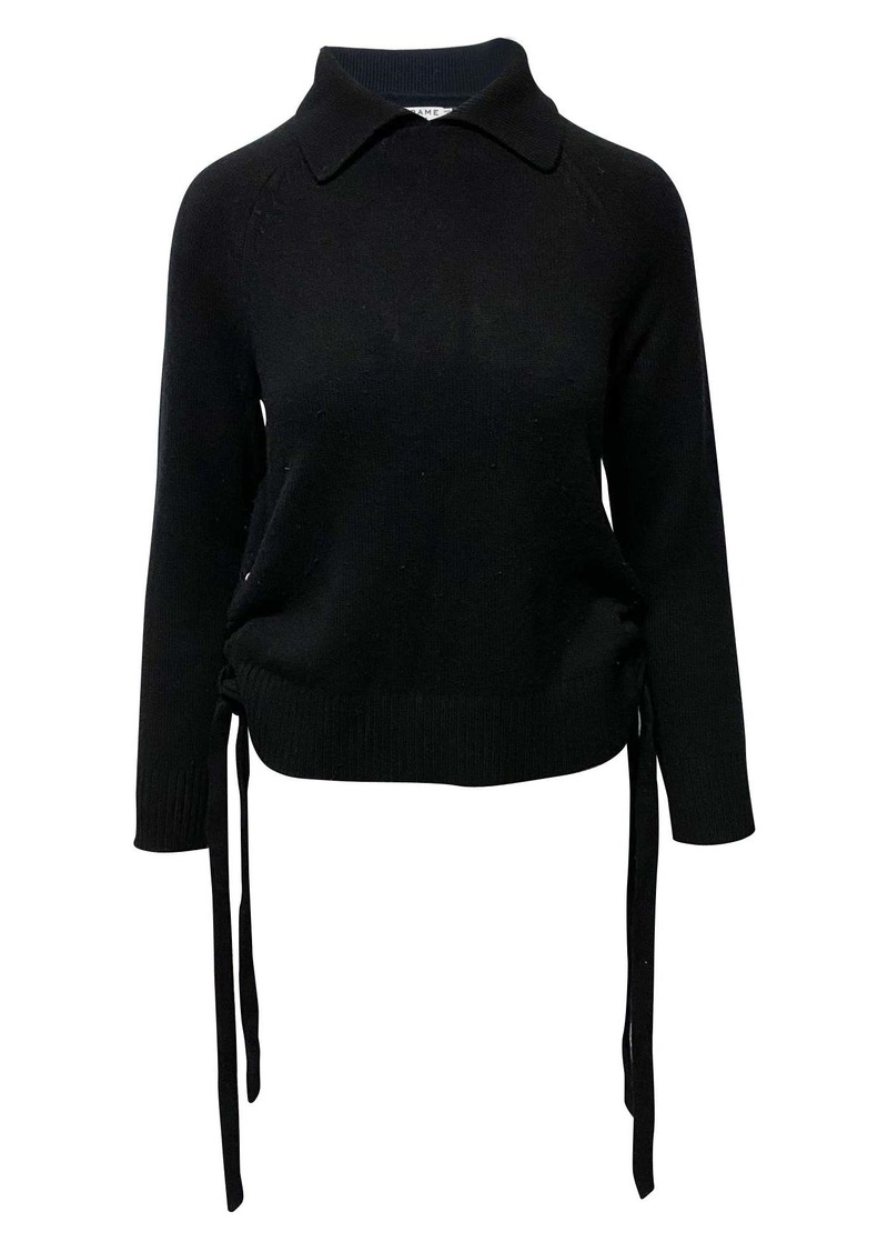 Frame Side Tie Sweater in Black Cashmere