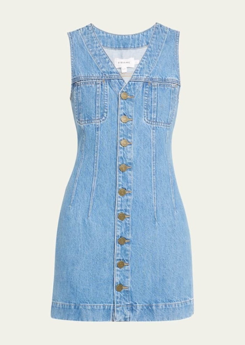 FRAME Sleeveless Denim Pocket Mini Dress