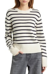 FRAME Stripe Cashmere Crewneck Sweater