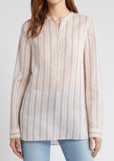 FRAME Stripe Long Sleeve Cotton & Silk Henley