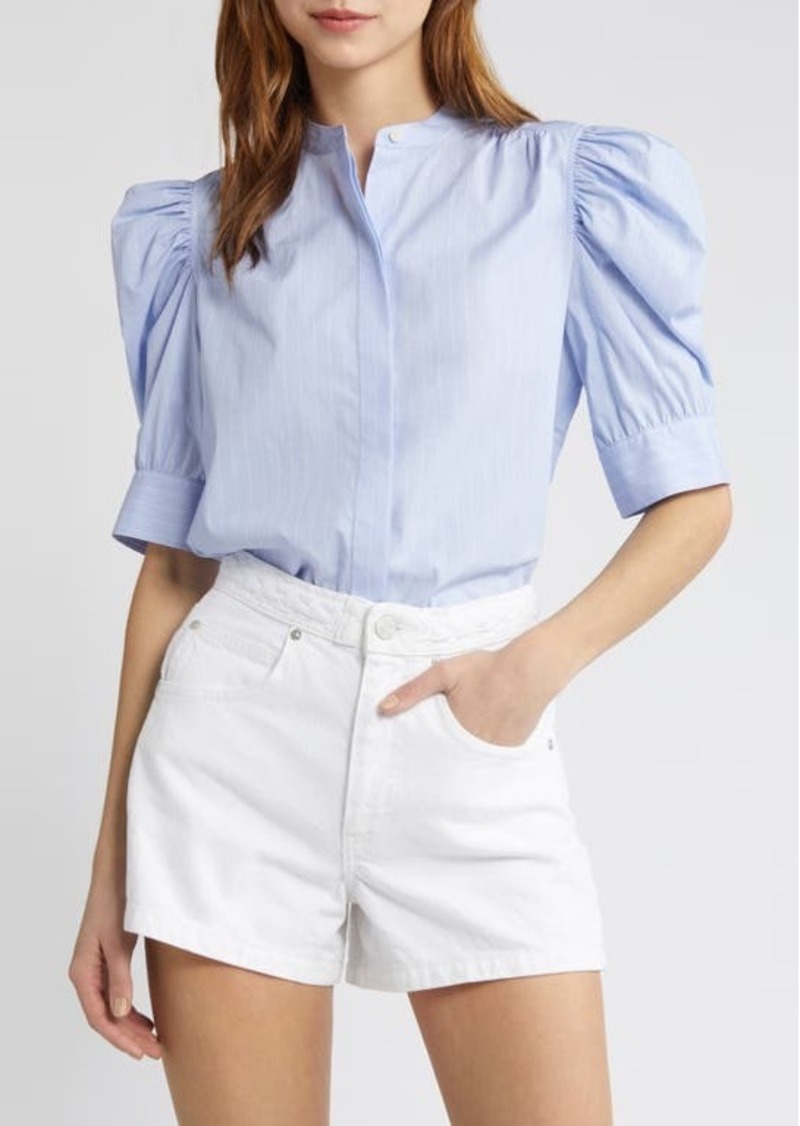 FRAME Stripe Puff Sleeve Cotton Button-Up Shirt