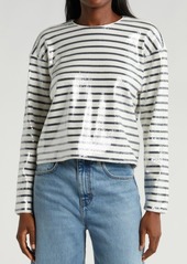 FRAME Stripe Sequin Top