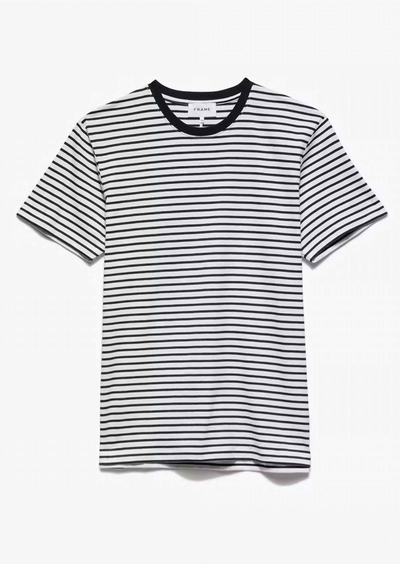 Frame Stripe Tee In Off White/noir