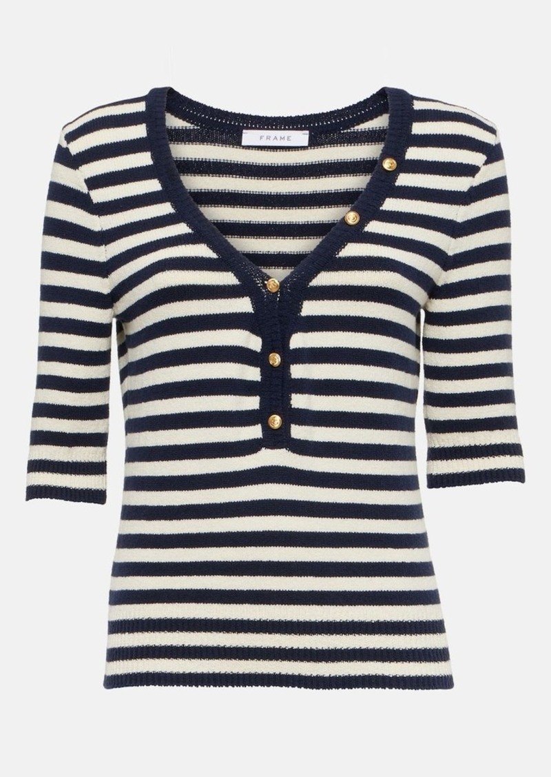 Frame Striped cotton-blend jersey top