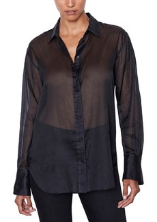 FRAME The Oversize Cotton Button Up Shirt in Noir at Nordstrom