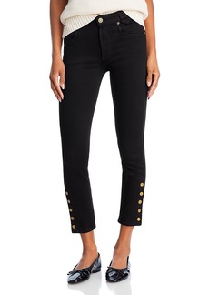 Frame The Snapped High Rise Cropped Skinny Jeans in Black