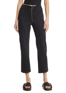 FRAME The Zip Up High Waist Ankle Straight Leg Jeans
