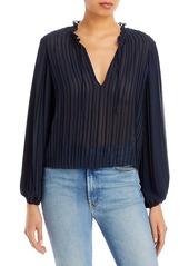 Frame Tie Front Pleated Top
