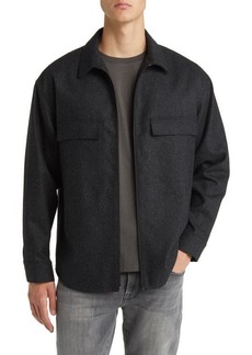 FRAME Virgin Wool Blend Flannel Zip Shirt Jacket