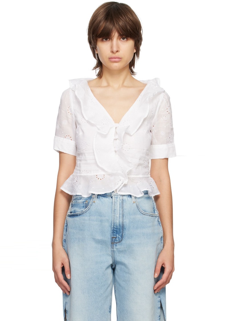 FRAME White Broderie Anglaise Blouse