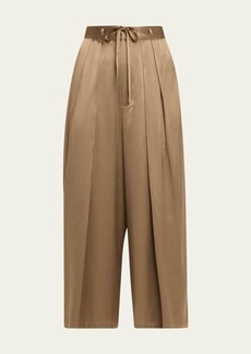 FRAME Wide-Leg Cropped Silk Trousers