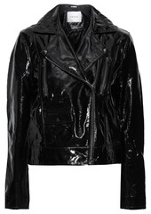 Frame Woman Crinkled Patent-leather Biker Jacket Black