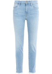 Frame Woman Le High Skinny Cropped Distressed High-rise Skinny Jeans Light Denim