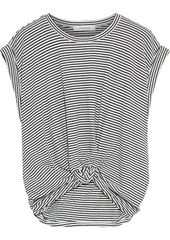 Frame Woman Knotted Slub Striped Cotton-jersey Top White