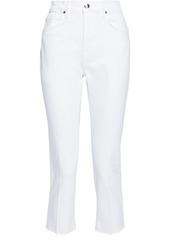 FRAME - Le Beau Crop frayed high-rise slim-leg jeans - White - 27