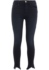 Frame Woman Le High Double Triangle Frayed Mid-rise Skinny Jeans Midnight Blue